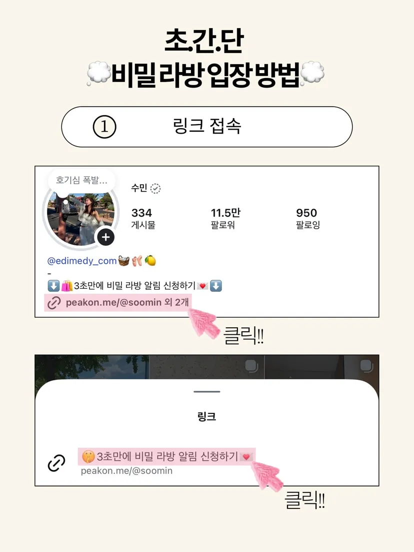초간단 비밀 라방 입장방법 1/4